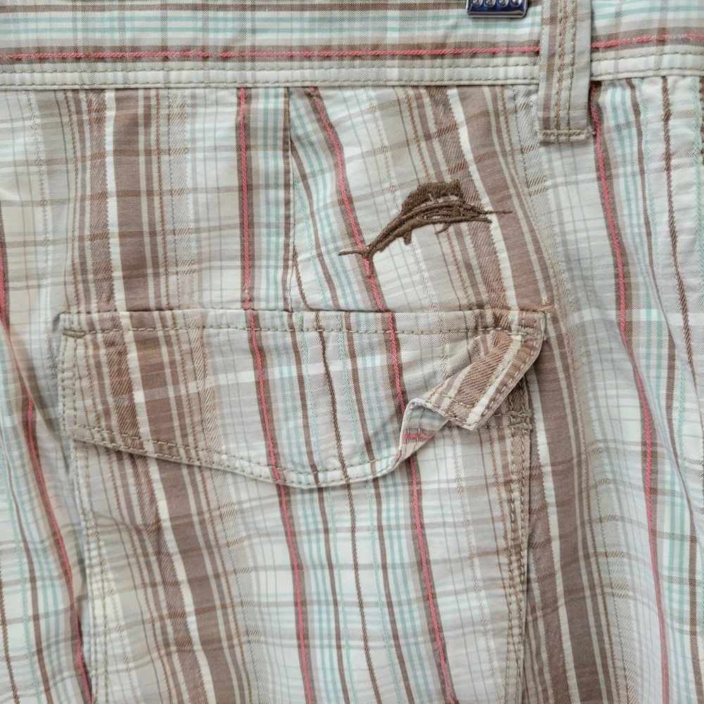 Tommy Bahama Men's 38x10 Tan Brown‎ Plaid Silk Blend Chino Casual Shorts - Picture 5 of 9